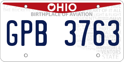 OH license plate GPB3763