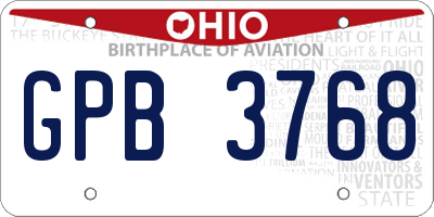 OH license plate GPB3768