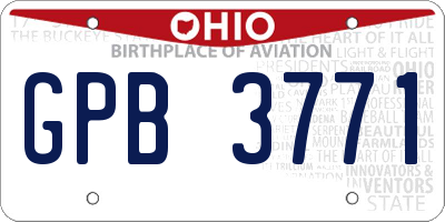 OH license plate GPB3771