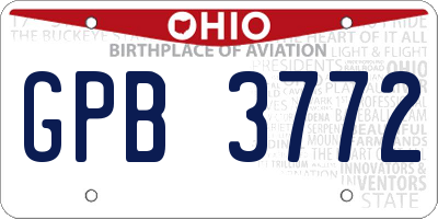 OH license plate GPB3772