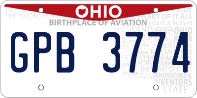 OH license plate GPB3774