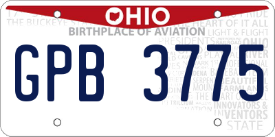 OH license plate GPB3775