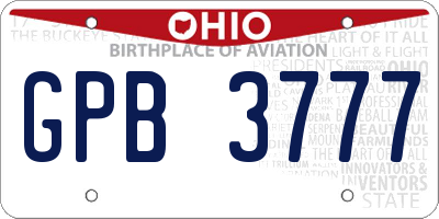 OH license plate GPB3777