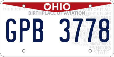 OH license plate GPB3778
