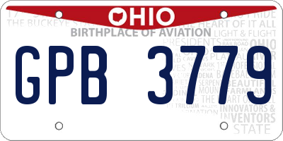 OH license plate GPB3779