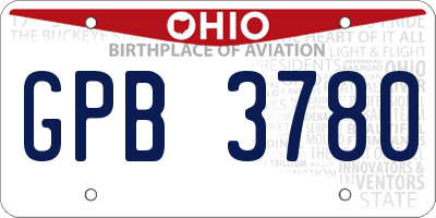 OH license plate GPB3780