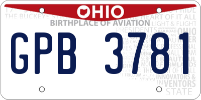 OH license plate GPB3781