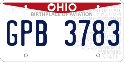 OH license plate GPB3783