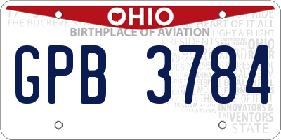 OH license plate GPB3784