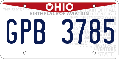 OH license plate GPB3785