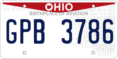 OH license plate GPB3786