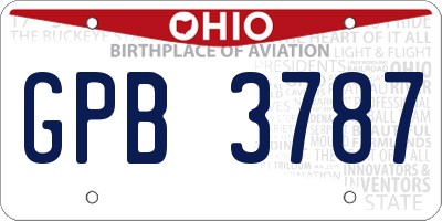 OH license plate GPB3787