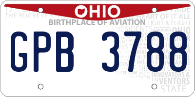 OH license plate GPB3788