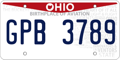 OH license plate GPB3789