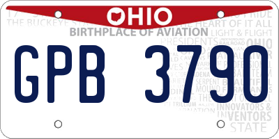 OH license plate GPB3790