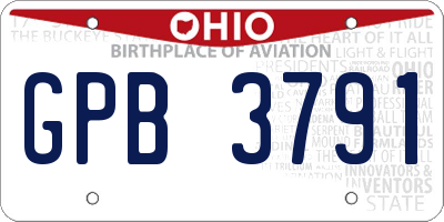 OH license plate GPB3791