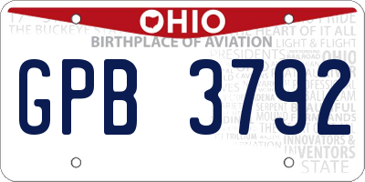OH license plate GPB3792