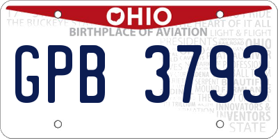 OH license plate GPB3793