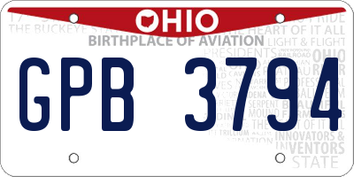 OH license plate GPB3794