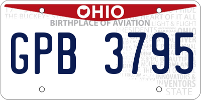 OH license plate GPB3795