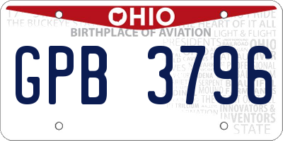 OH license plate GPB3796
