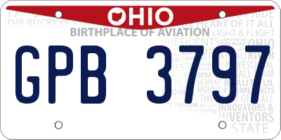 OH license plate GPB3797