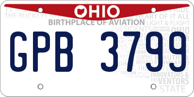 OH license plate GPB3799