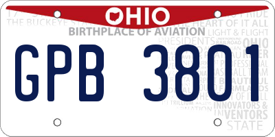 OH license plate GPB3801