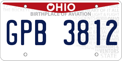 OH license plate GPB3812