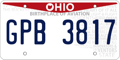 OH license plate GPB3817