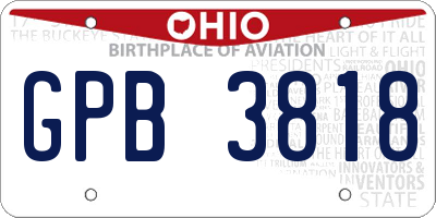 OH license plate GPB3818