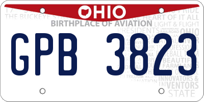 OH license plate GPB3823
