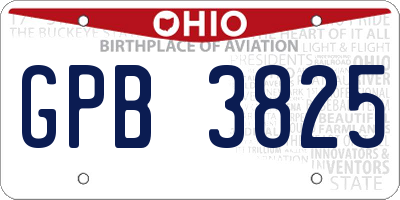 OH license plate GPB3825