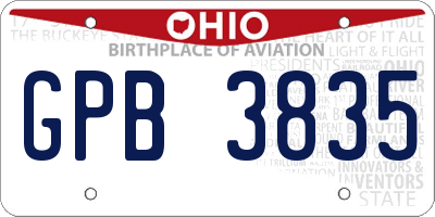 OH license plate GPB3835