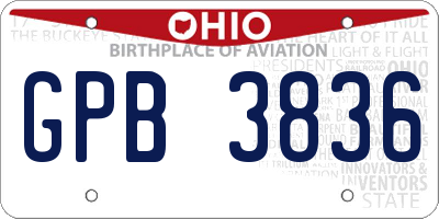 OH license plate GPB3836