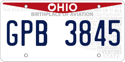 OH license plate GPB3845