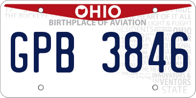 OH license plate GPB3846