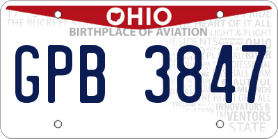 OH license plate GPB3847