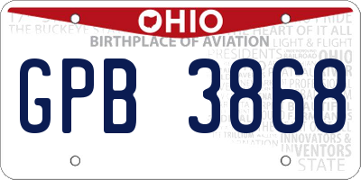 OH license plate GPB3868