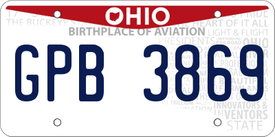 OH license plate GPB3869
