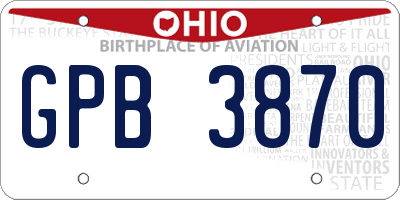 OH license plate GPB3870