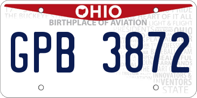 OH license plate GPB3872