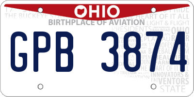 OH license plate GPB3874