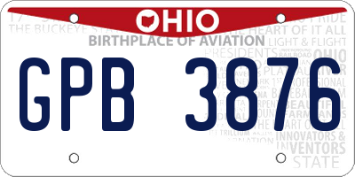 OH license plate GPB3876