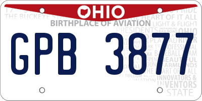OH license plate GPB3877