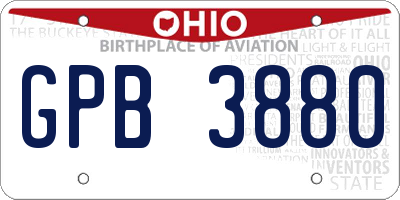 OH license plate GPB3880
