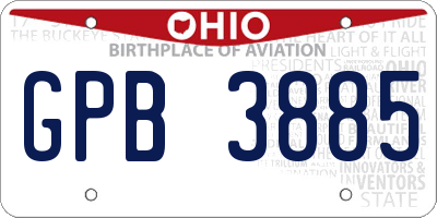 OH license plate GPB3885