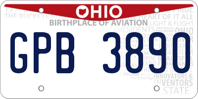 OH license plate GPB3890