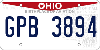 OH license plate GPB3894