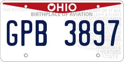 OH license plate GPB3897